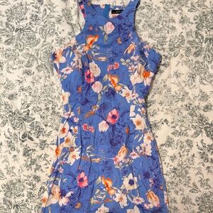 Zara Vibrant Floral Blue Mini Dress